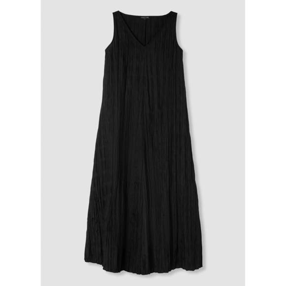 NEW EILEEN FISHER pleated silk dress in black
